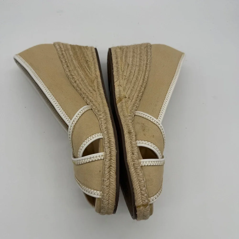 Naturalizer Sanibel-1 Tan Canvas Espadrille Wedge Heels Neutral 8M